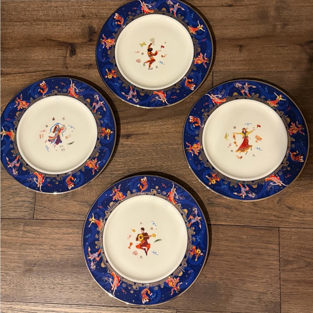 Simchah Hebrew plates set of 4 , Judaic Celebration American Jewish